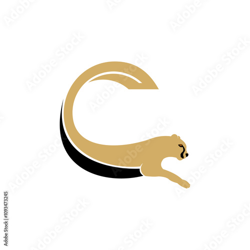 letter C with cheetah animal symbol modern logo design photo