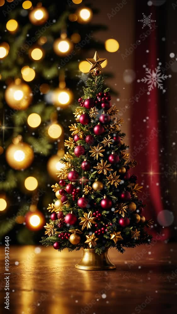 Vertical video Christmas background banner with blank space for text , snowfall , looping time-lapse , 4k ,christmas tree Vertical video Christmas background banner with blank space for text , snowfall , looping time-lapse , 4k ,christmas tree