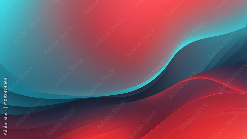 Fototapeta premium neon Scarlet Red, Aqua Blue, Light Gray glowing gradient background, a soft grainy noise texture with shimmering highlights and Smooth Transitions for a dynamic effect.