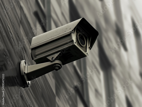 Distopic security cameras on a wall