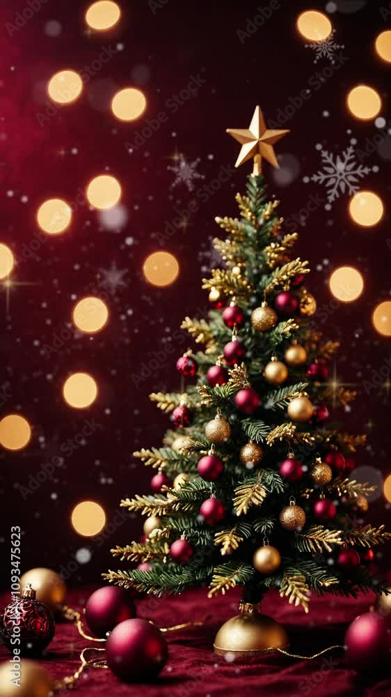 Vertical video Christmas background banner with blank space for text , snowfall , looping time-lapse , 4k ,christmas tree Vertical video Christmas background banner with blank space for text , snowfall , looping time-lapse , 4k ,christmas tree