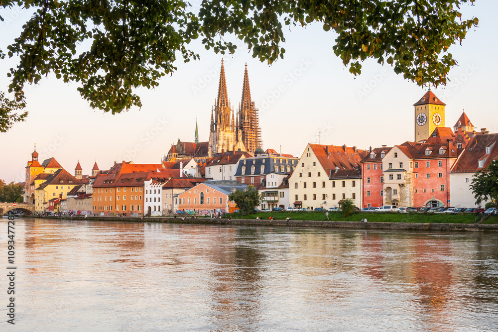 Fototapeta premium Regensburg in Germany, the old town with the Danube river