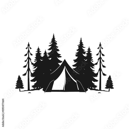 a black and white illustration of a camping tent.