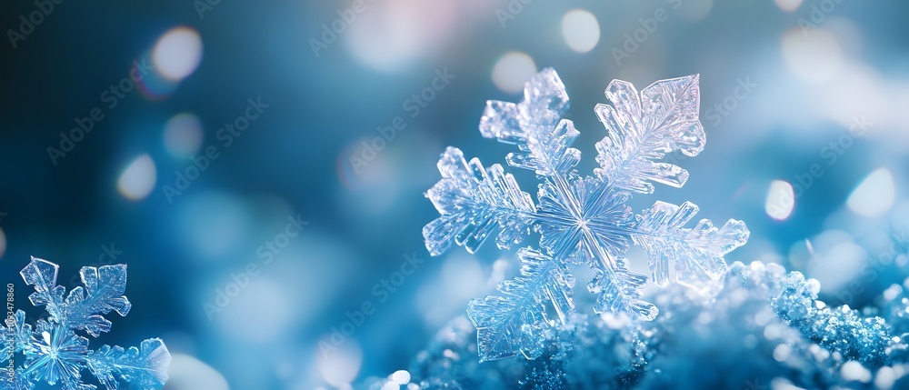 A delicate snowflake resting on soft frost, capturing the beauty of winter's chill. A delicate snowflake resting on soft frost, capturing the beauty of winter's chill.