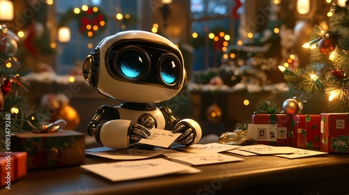 Cute AI assistant with Christmas cards