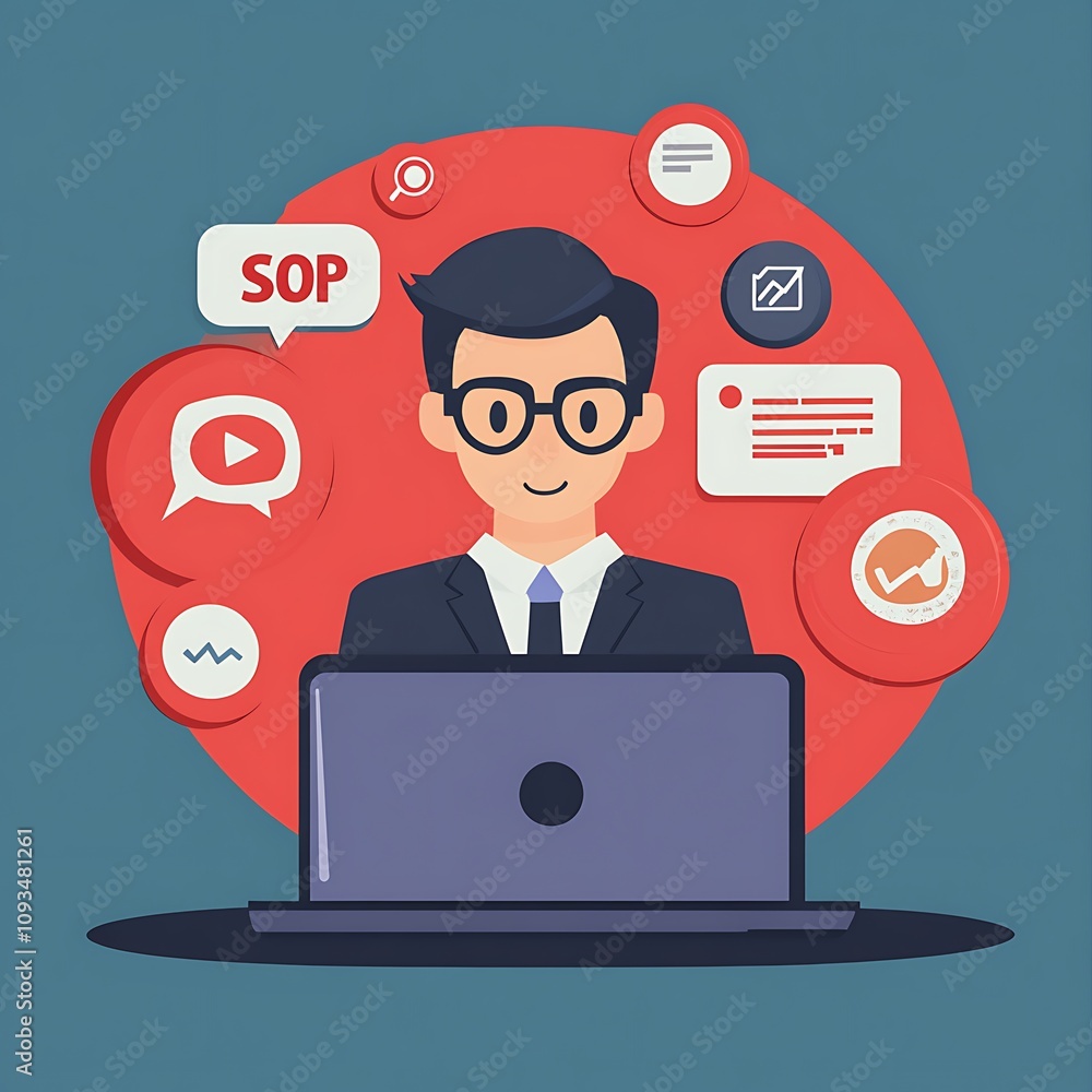 SOP (Standard Operating Procedure) concept, outlining business processes and workflows, ensuring consistency, efficiency, and quality control across operations for improved organizational performance.