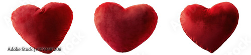 Set of  Red heart shaped pillow isolated on transparent background