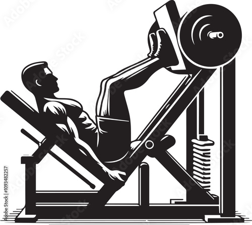 Silhouette illustration of Leg Press Machine white background