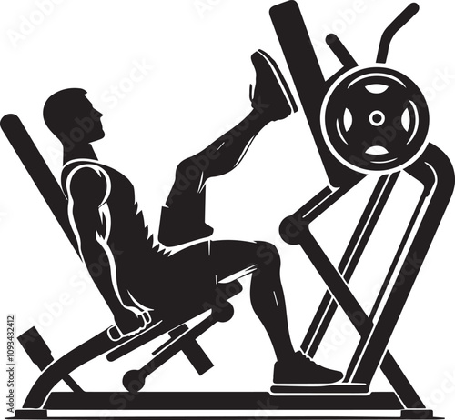 Silhouette illustration of Leg Press Machine white background