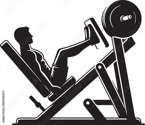 Silhouette illustration of Leg Press Machine white background