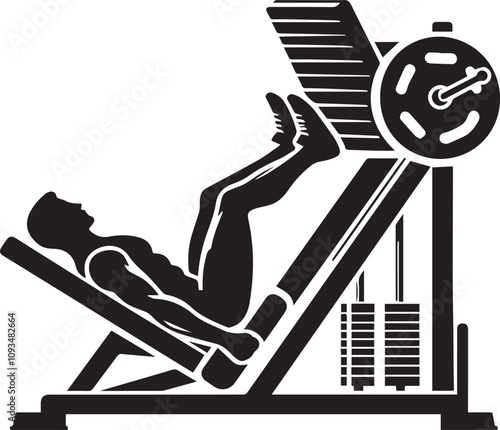 Silhouette illustration of Leg Press Machine white background