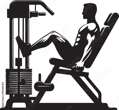 Silhouette illustration of Leg Press Machine white background