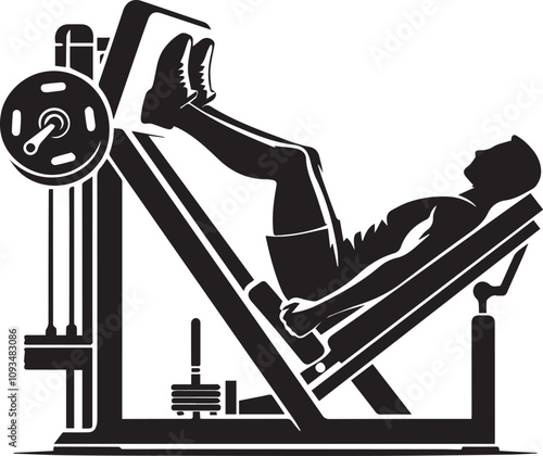 Silhouette illustration of Leg Press Machine white background