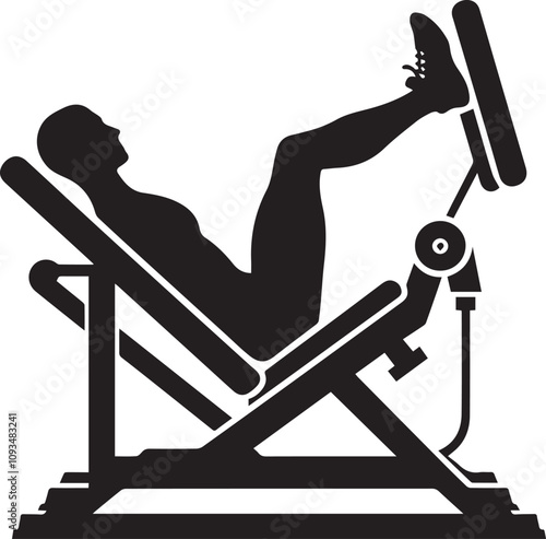 Silhouette illustration of Leg Press Machine white background