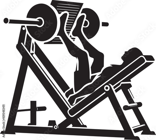Silhouette illustration of Leg Press Machine white background