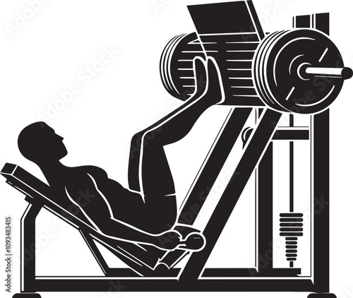 Silhouette illustration of Leg Press Machine white background