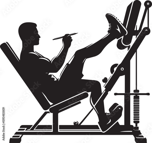 Silhouette illustration of Leg Press Machine white background