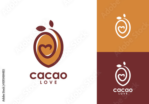 simple nature love cacao logo design vector	