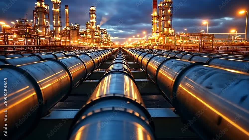 Oil Refinery Sunset Timelapse animation Oil Refinery Sunset Timelapse animation