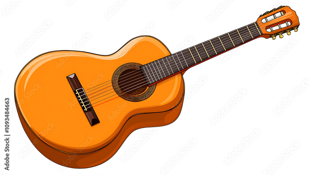 Fototapeta premium Orange classical guitar illustration