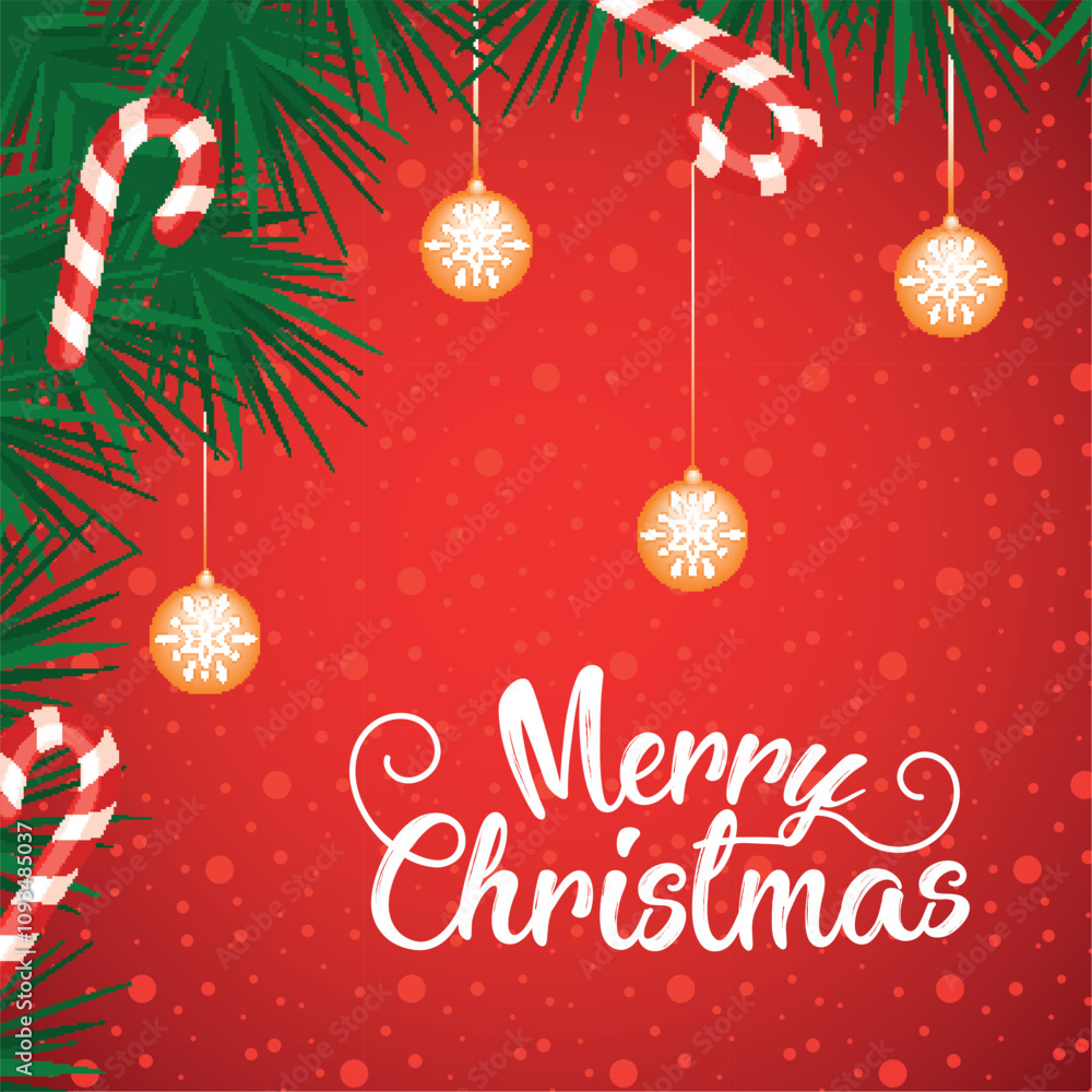 Naklejka premium Festive Merry Christmas card with candy canes, Vector