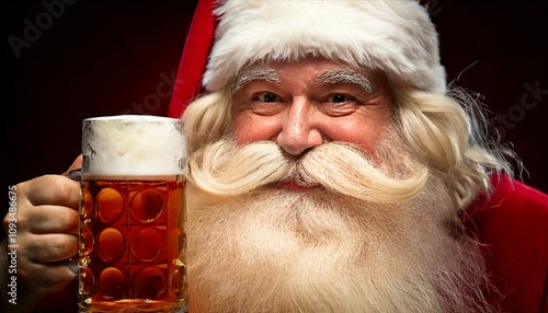Santa Claus drinking beer for christmas