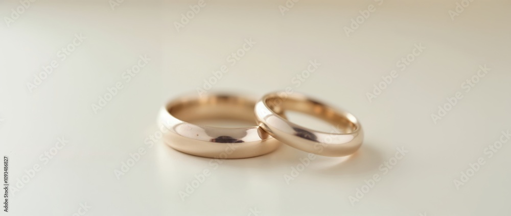 Two gold wedding bands on white background Two gold wedding bands on white background