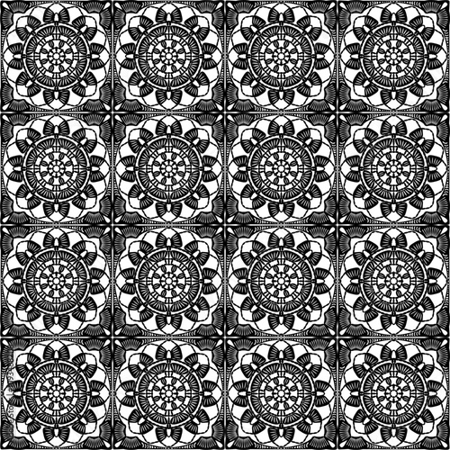 Pattern with crochet granny square wallpaper handmade decorative art design print craft handiwork 	