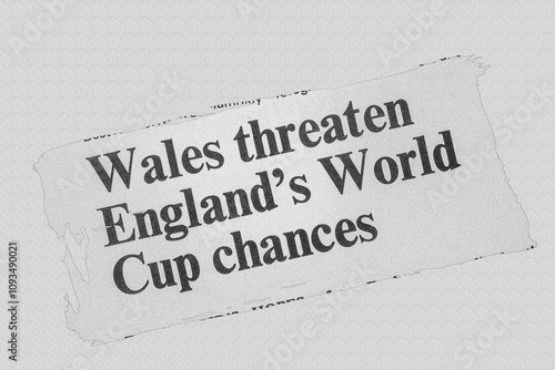 Wales threaten England's World Cup chances - news story from 1973 UK newspaper headline article title pencil sketch