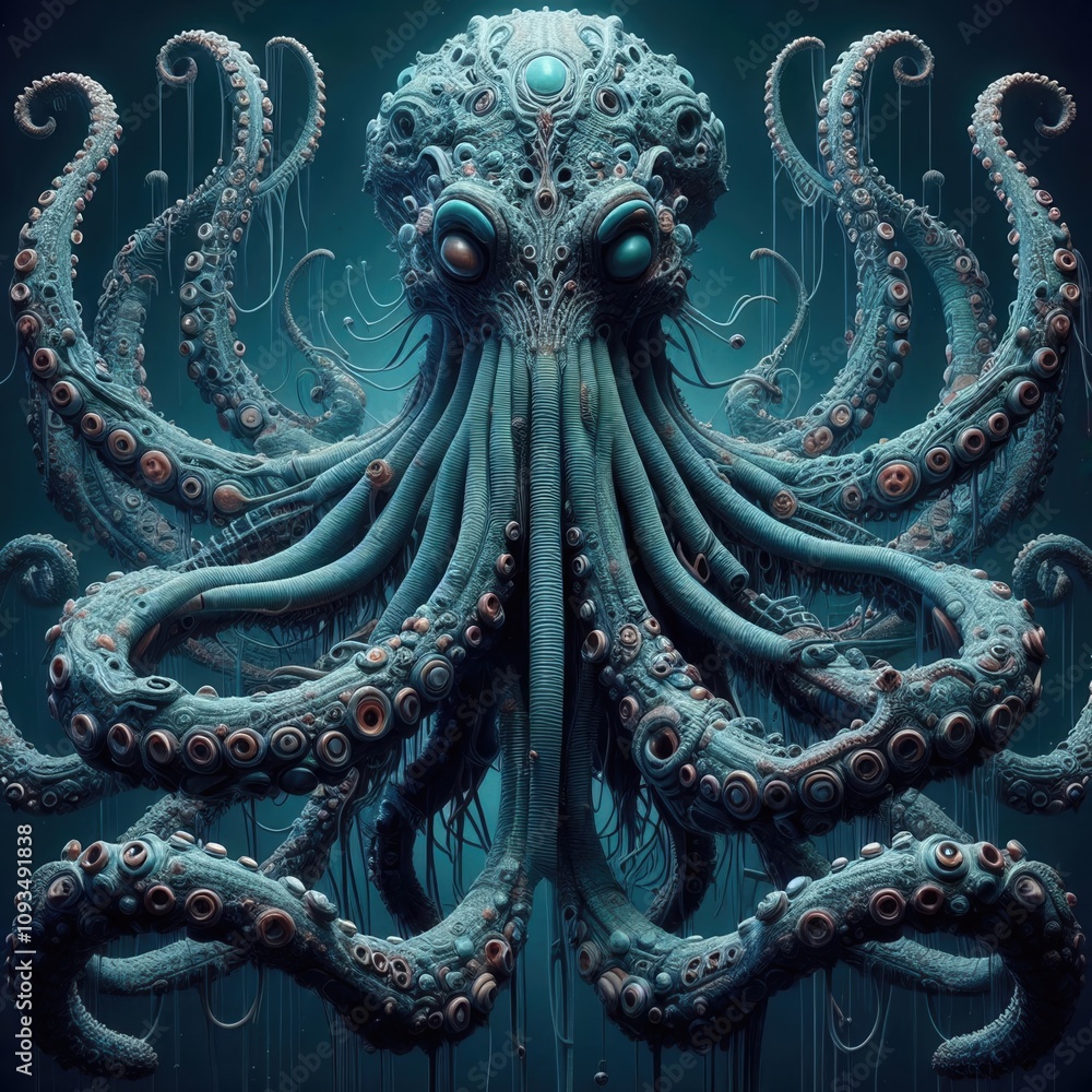 A surreal depiction of a mythical octopus, combining intricate design and vibrant colors, perfect for fantasy art, gaming, or creative branding projects. A surreal depiction of a mythical octopus, combining intricate design and vibrant colors, perfect for fantasy art, gaming, or creative branding projects.