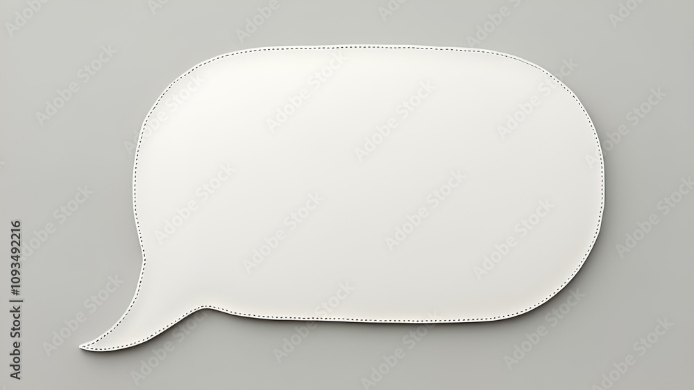 A white speech bubble with a dotted outline is set against a neutral gray background, showcasing a clean and modern minimalist design. A white speech bubble with a dotted outline is set against a neutral gray background, showcasing a clean and modern minimalist design.