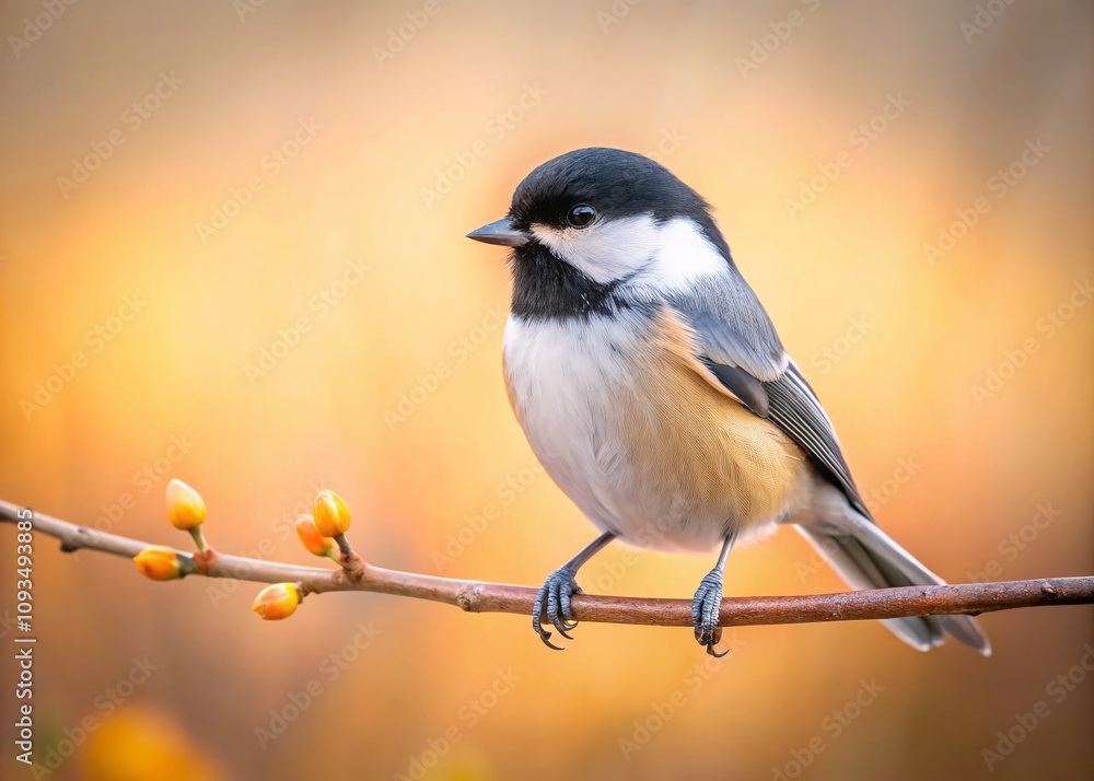 Serene Minimalist Photography of a Chickadee Bird Perched on a Branch Against a Soft, Blurred Background in Natural Light – Perfect for Nature and Wildlife Enthusiasts Serene Minimalist Photography of a Chickadee Bird Perched on a Branch Against a Soft, Blurred Background in Natural Light – Perfect for Nature and Wildlife Enthusiasts