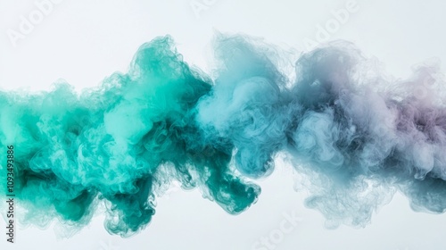 Background with watercolor blue, green, and white color splashes and fringe bleed stains concept with abstract cloudy sky