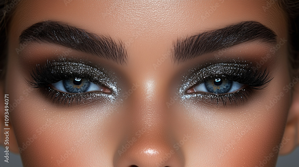 Sparkling eye makeup close-up Sparkling eye makeup close-up