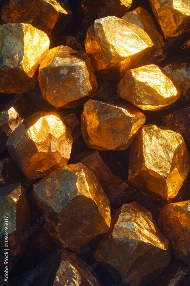 A pile of gold nuggets sitting on top of each other A pile of gold nuggets sitting on top of each other