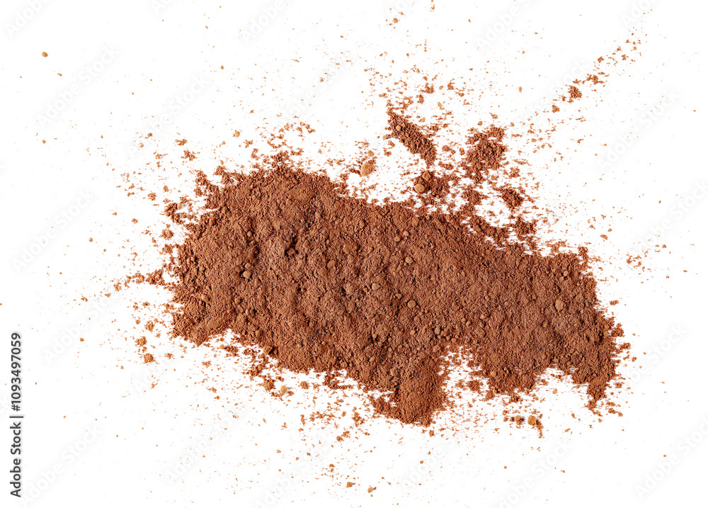 Pile cocoa powder isolated on white background Pile cocoa powder isolated on white background