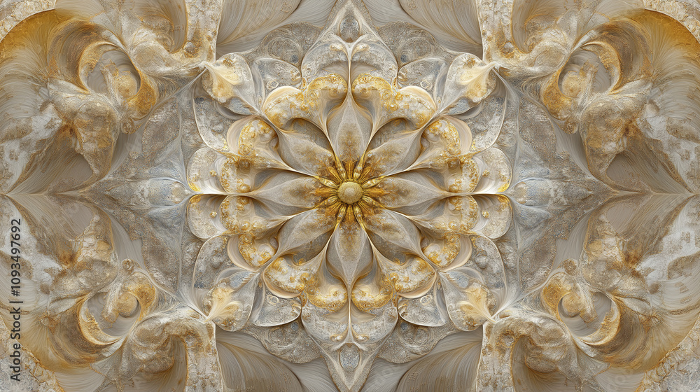 Kaleidoscopic Abstract Art with Metallic Accents Kaleidoscopic Abstract Art with Metallic Accents
