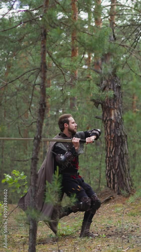 knight fights monster in forest, role-playing games, children's historical camp knight fights monster in forest, role-playing games, children's historical camp