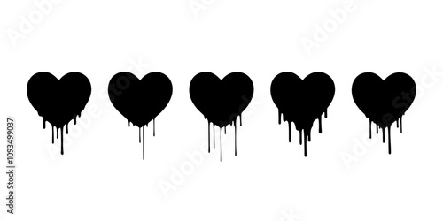 Silhouettes of hearts dripping down