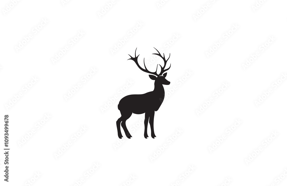 Fototapeta premium deer silhouette vector outline art illustration logo design 