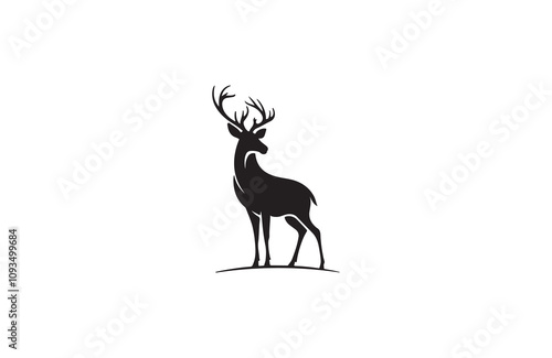 deer silhouette vector outline art illustration logo design
