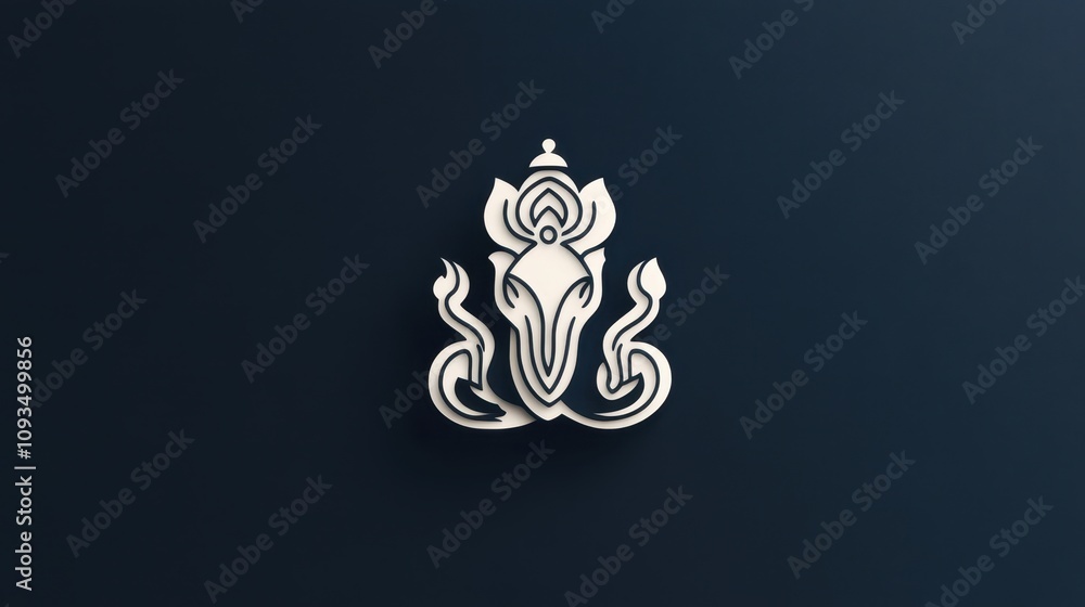 Fototapeta premium Modern Minimalist Interpretation of Vinayaka with Clean Lines and Subtle Design Elements Perfect for Contemporary Art and Cultural Projects