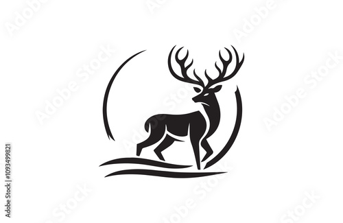 deer silhouette vector outline art illustration logo design

