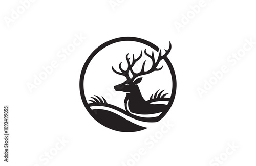 deer silhouette vector outline art illustration logo design
