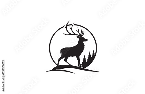 deer silhouette vector outline art illustration logo design
