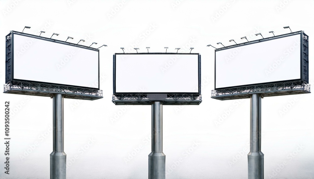 Obraz premium Three blank billboards on a white background. 3D Rendering