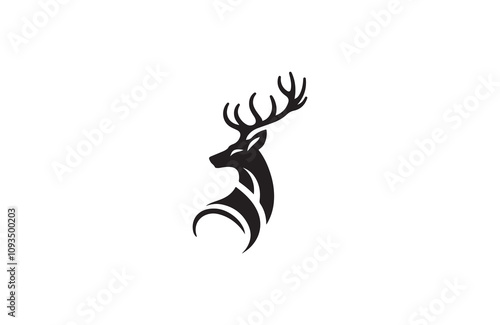 deer silhouette vector outline art illustration logo design
