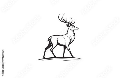 deer silhouette vector outline art illustration logo design
