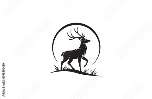 deer silhouette vector outline art illustration logo design
