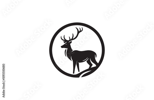 deer silhouette vector outline art illustration logo design
